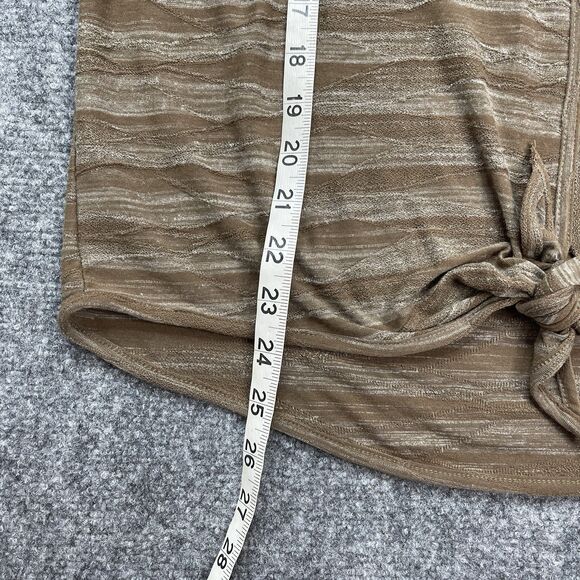 Chico Top Sz 2 Womens Large Brown Wave Textured 3/4 Sleeve Tie Front NEW W Tags - Picture 6 of 8